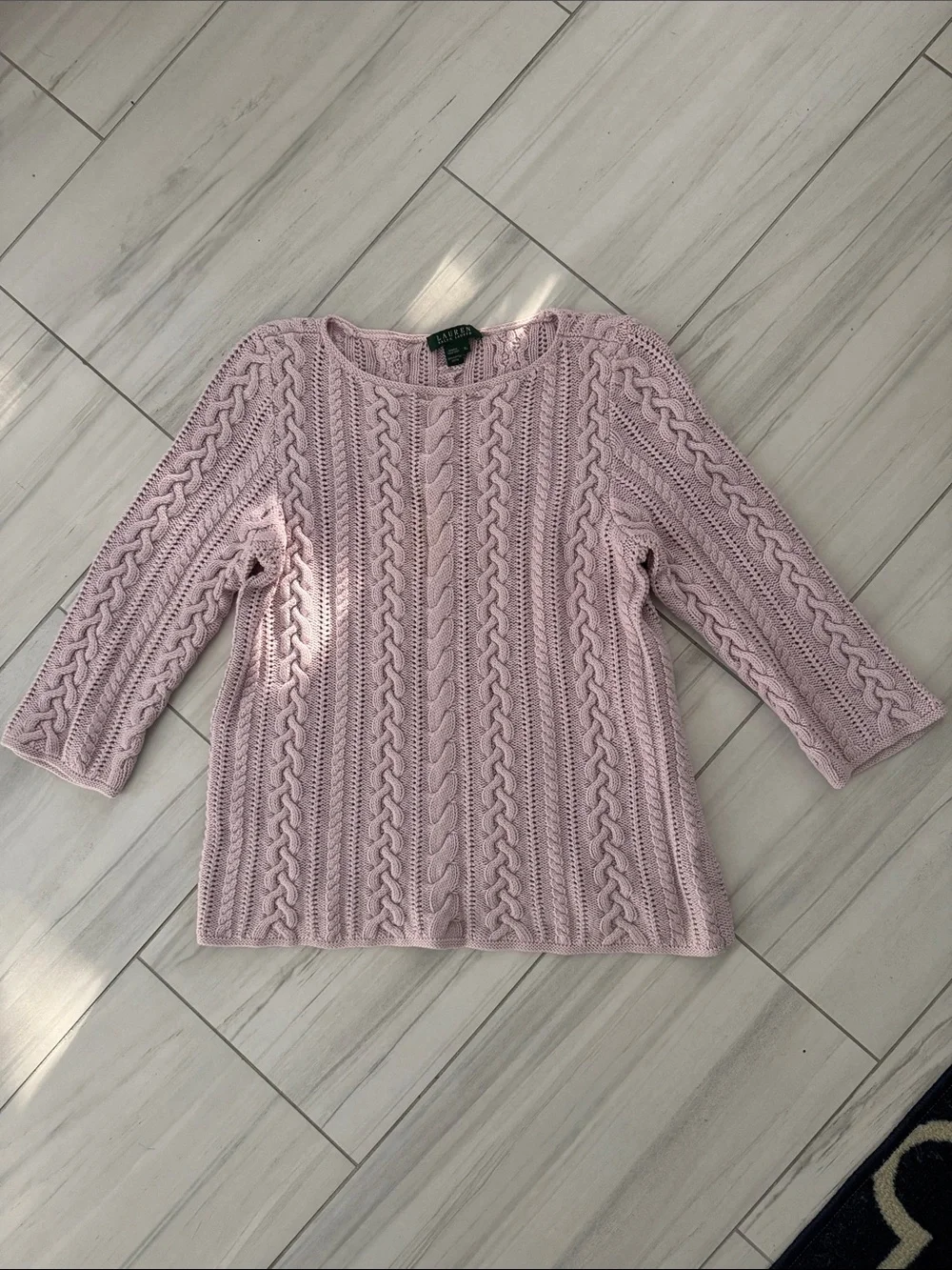 Lauren Ralph Lauren Lavender Cable Knit Sweater Size XL - Picture 2 of 4